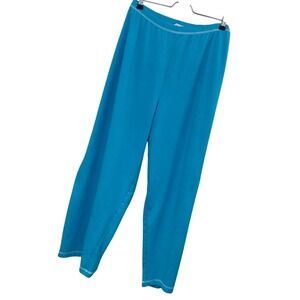 Quacker Factory French Terry Pants Womens 2X Casual Top Stitch Pull On Blue